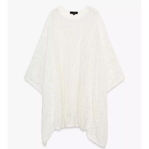 Zara white knit poncho